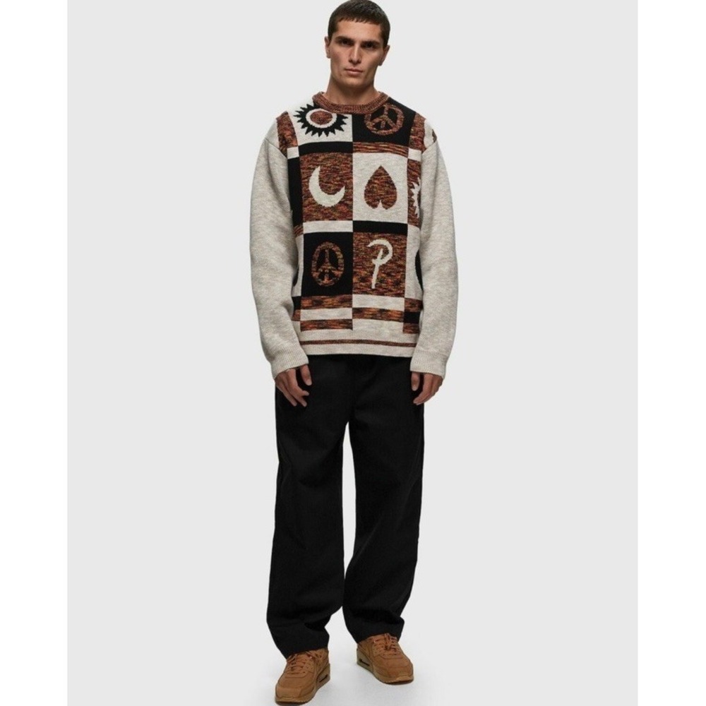 Patta Men's Jacquard Crayon Knit in Space Dye Sweater Size Small Streetwear‎ AOP